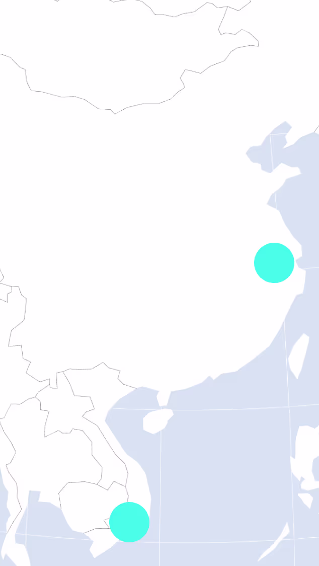 Map of the manufacturing bases in Asia