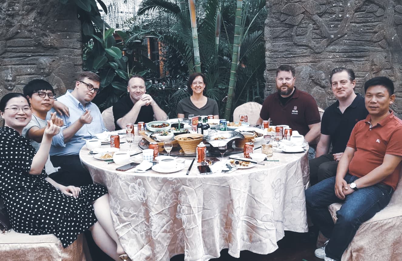 The team over dinner in Ningbo